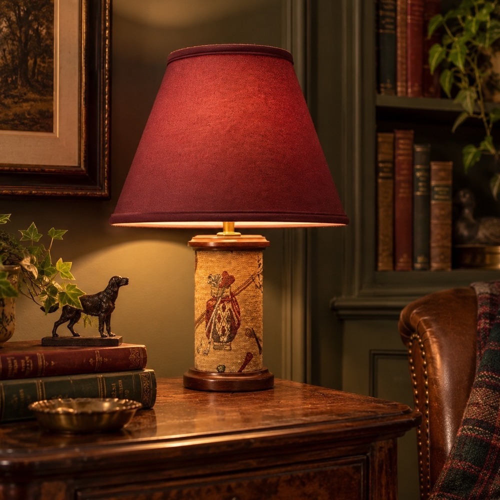 Vintage Golf Tapestry Table Lamp den library nursery Sports Man Cave academia
